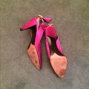 YSL satin dressy sling back pumps